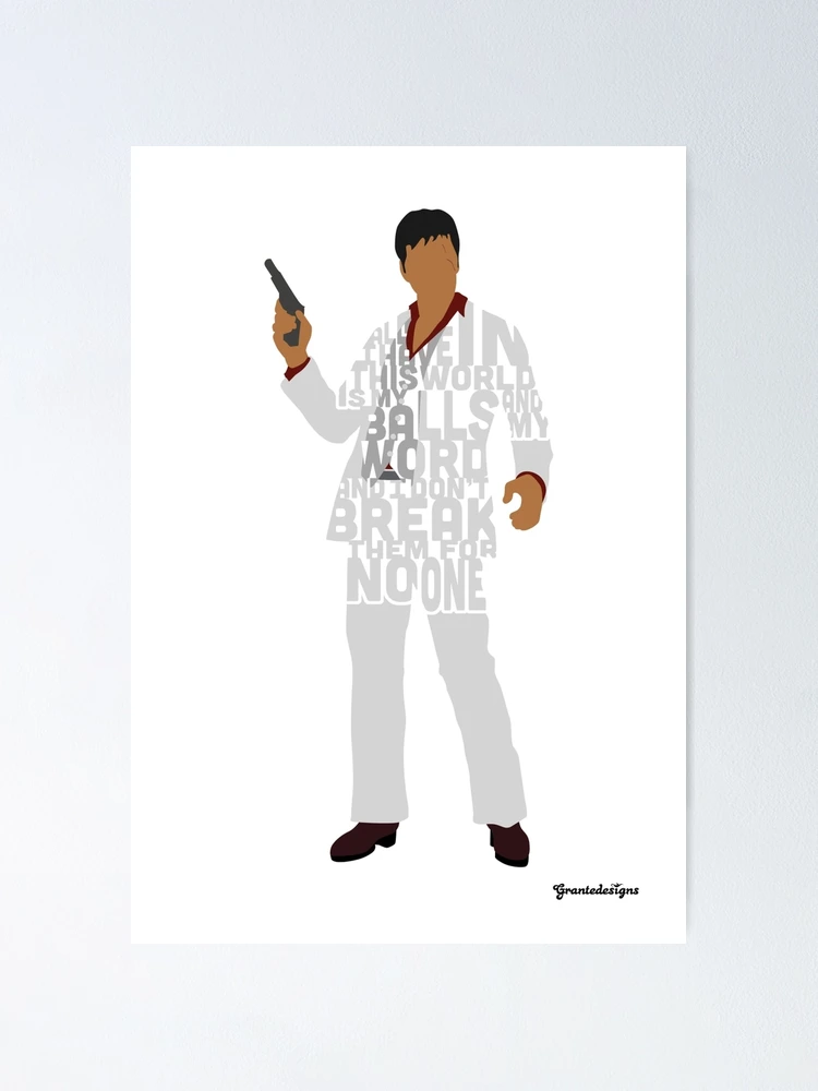 Quadro com Moldura Scarface Al Pacino Tony Montana Typography