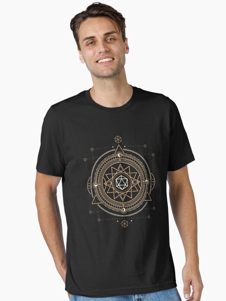 Thumbnail 1 of 7, Essential T-Shirt, Polyhedral D20 Dice Sacred Symbol of the Occultist designed and sold by pixeptional.
