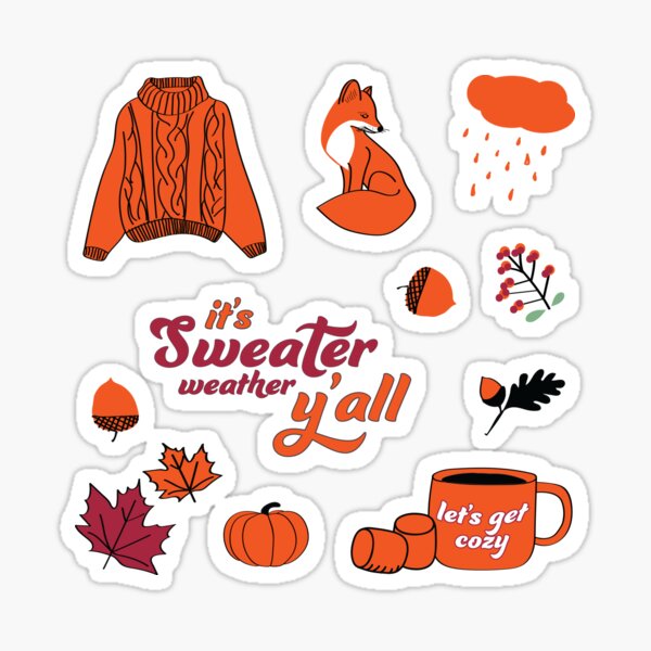 Orange and Maroon Sweater Weather Fall Sticker Pack Sticker