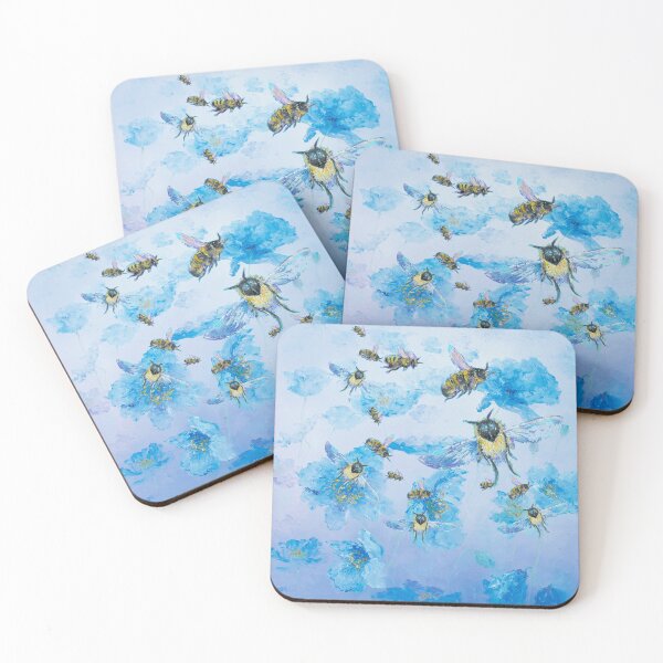 Item preview, Flying bees in field of poppies designed and sold by MatsonArtDesign.