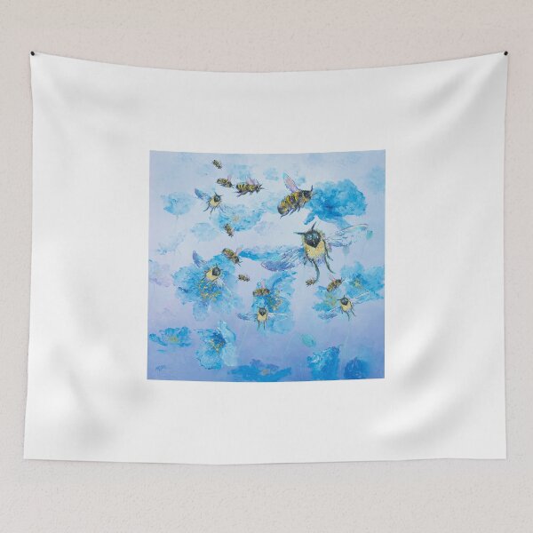 Item preview, Flying bees in field of poppies designed and sold by MatsonArtDesign.