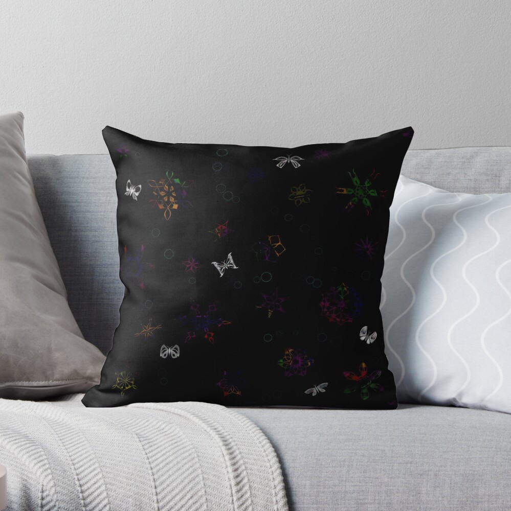 Butterflies and SnowFlowers Throw Pillow