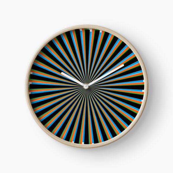 #Sunburst, #pinwheel, #groovy, #abstract, illustration, radial, sunbeam, design, pattern, psychedelic, art Clock