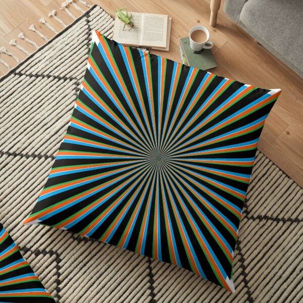 #Sunburst, #pinwheel, #groovy, #abstract, illustration, radial, sunbeam, design, pattern, psychedelic, art Floor Pillow