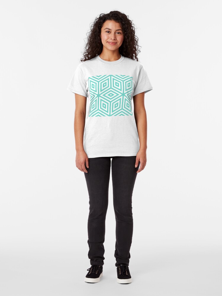 Alternate view of Geometric Pattern: Nested Cubes: Aqua Classic T-Shirt