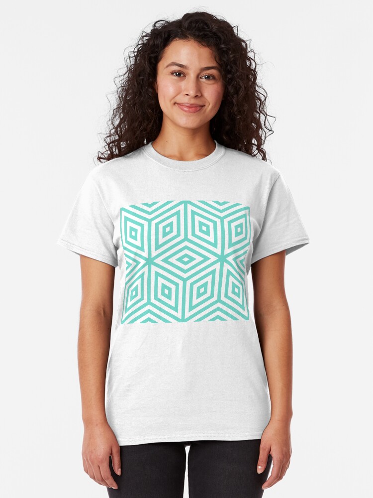 Alternate view of Geometric Pattern: Nested Cubes: Aqua Classic T-Shirt