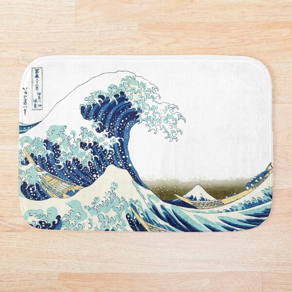 HOKUSAI. The Great Wave off Kanagawa, BRIGHTENED. Bath Mat