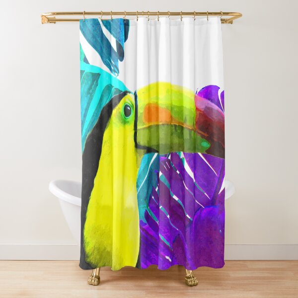 Toucan Palm Leaves Shower Curtain