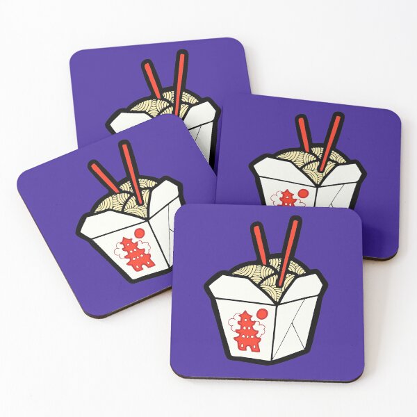 Take-Out Noodles Box Pattern Coasters (Set of 4)