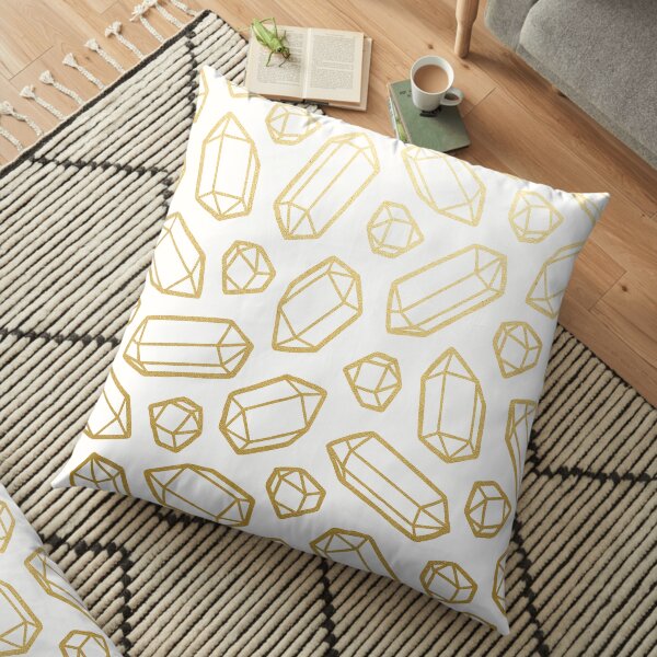 Gold and White Gemstone Pattern Floor Pillow