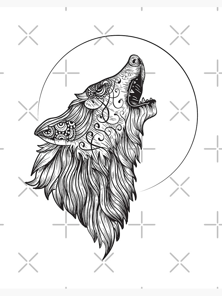 Wild wolf mandala artwork. Art Board Print by emphatic