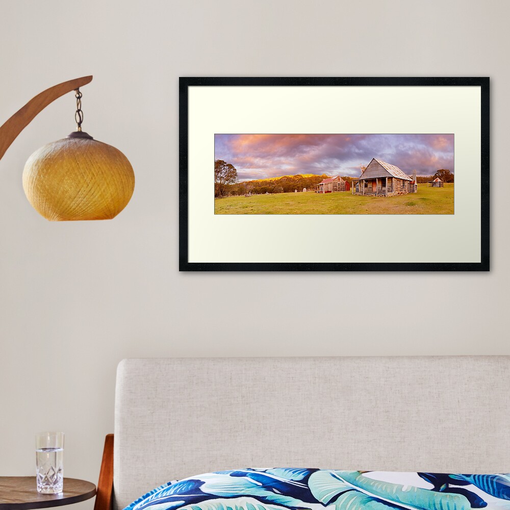 Coolamine Homestead Sunset, Kosciuszko National Park, New South Wales, Australia Framed Art Print