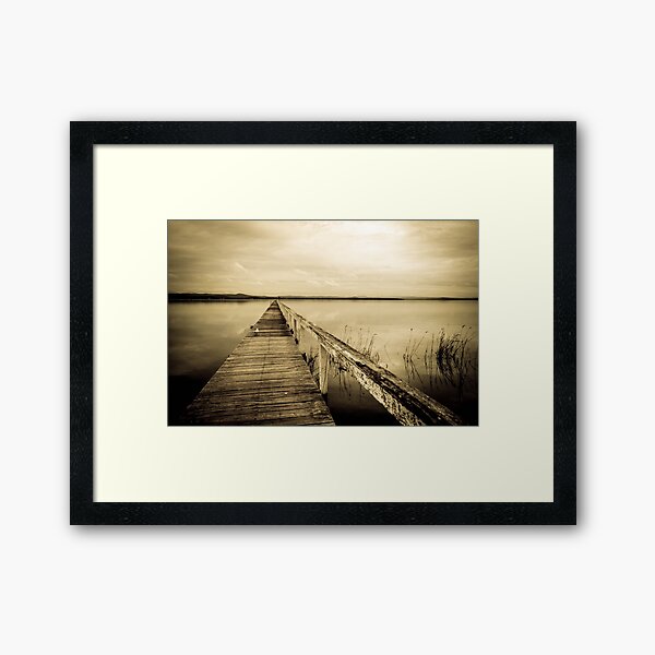 moody, mono jetty Framed Art Print