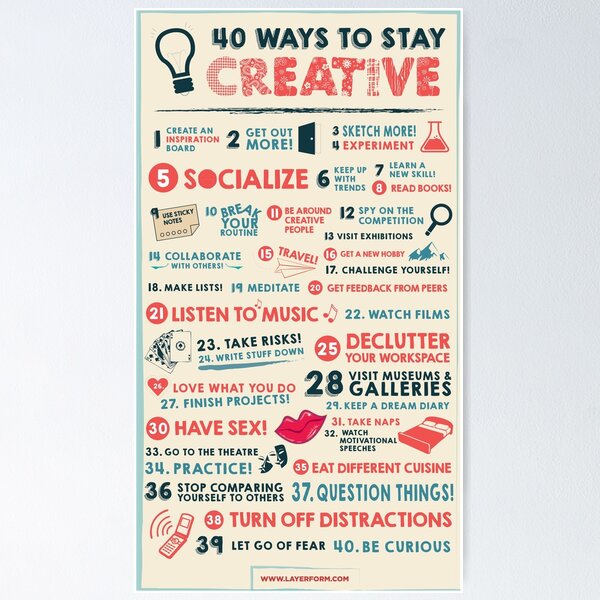 Item preview, 40 Ways to Stay Creative Poster designed and sold by Layerform.