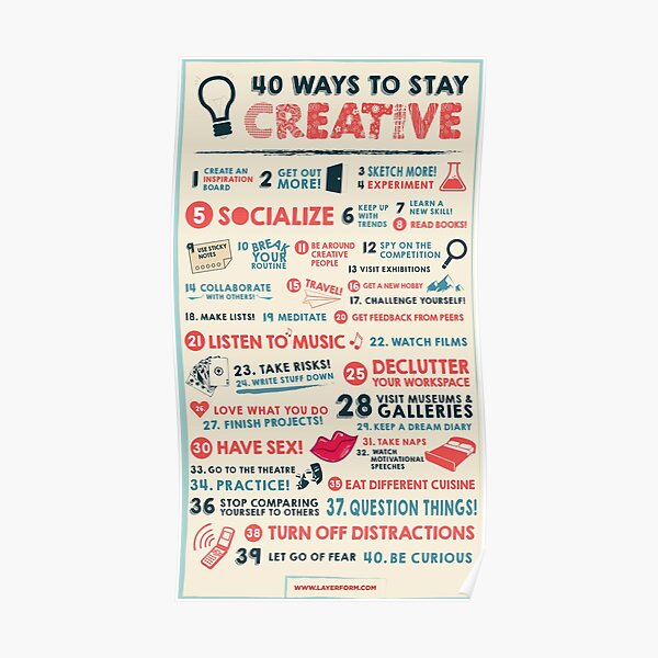 40 Ways to Stay Creative Poster Poster