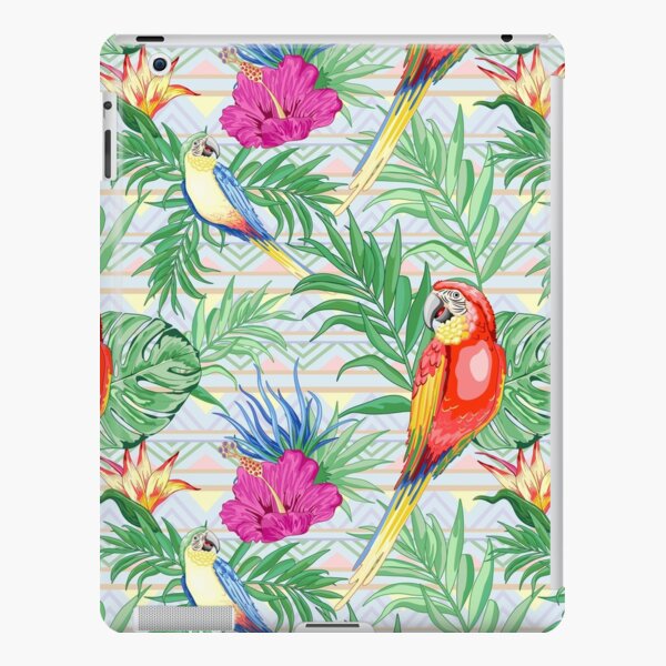Macaws Parrots Exotic Birds on Tropical Flowers and Leaves iPad Snap Case