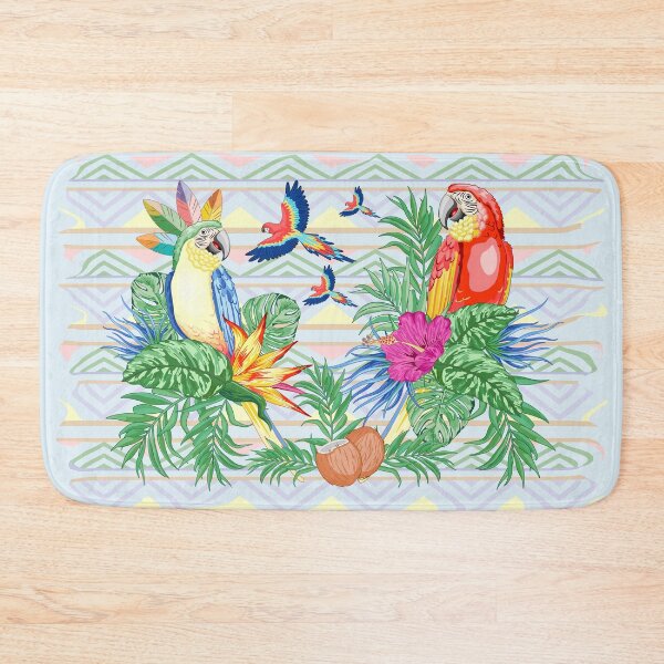 Item preview, Macaws Parrots Exotic Birds on Tropical Flowers and Leaves designed and sold by BluedarkArt.