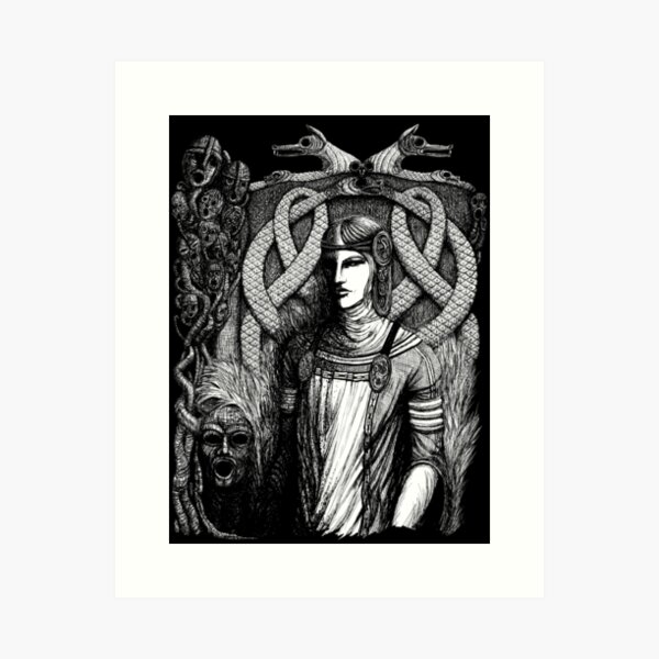 Hel, Goddess of Underworld 2 (white print) Art Print
