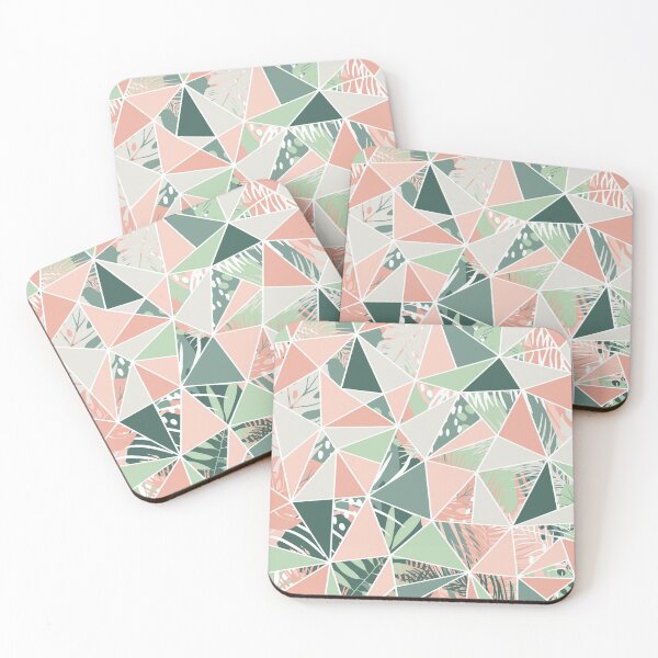 Item preview, Geometric Tropical Abstract Pattern, Green and Coral Pink designed and sold by meggydesigns.