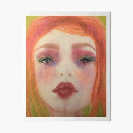Redhead Big-Eyed Girl Pastel Boho Art Art Board Print