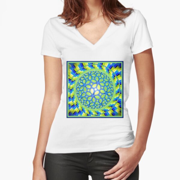 Scintillating #Illusion: #Psychedelic #Orb Appears to #Rotate Fitted V-Neck T-Shirt