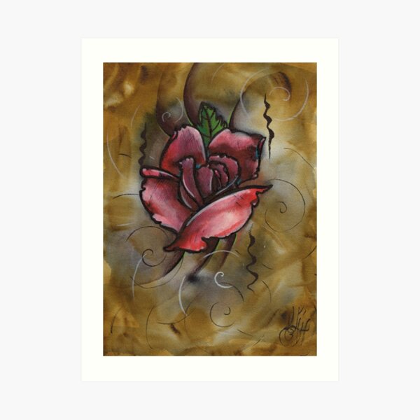 mixed media rose painting Art Print