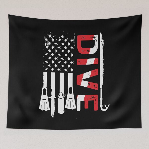 Item preview, Vintage Scuba Diving Gear American Diver Down Flag designed and sold by mrsmitful.
