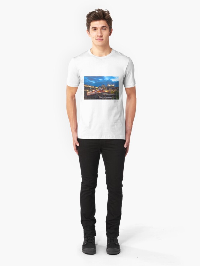Alternate view of Swing Bridge and Castle Keep, Newcastle upon Tyne Slim Fit T-Shirt