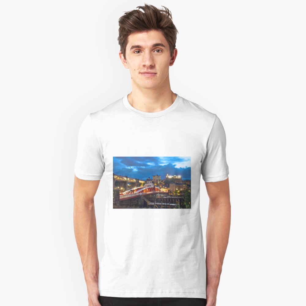Swing Bridge and Castle Keep, Newcastle upon Tyne Slim Fit T-Shirt