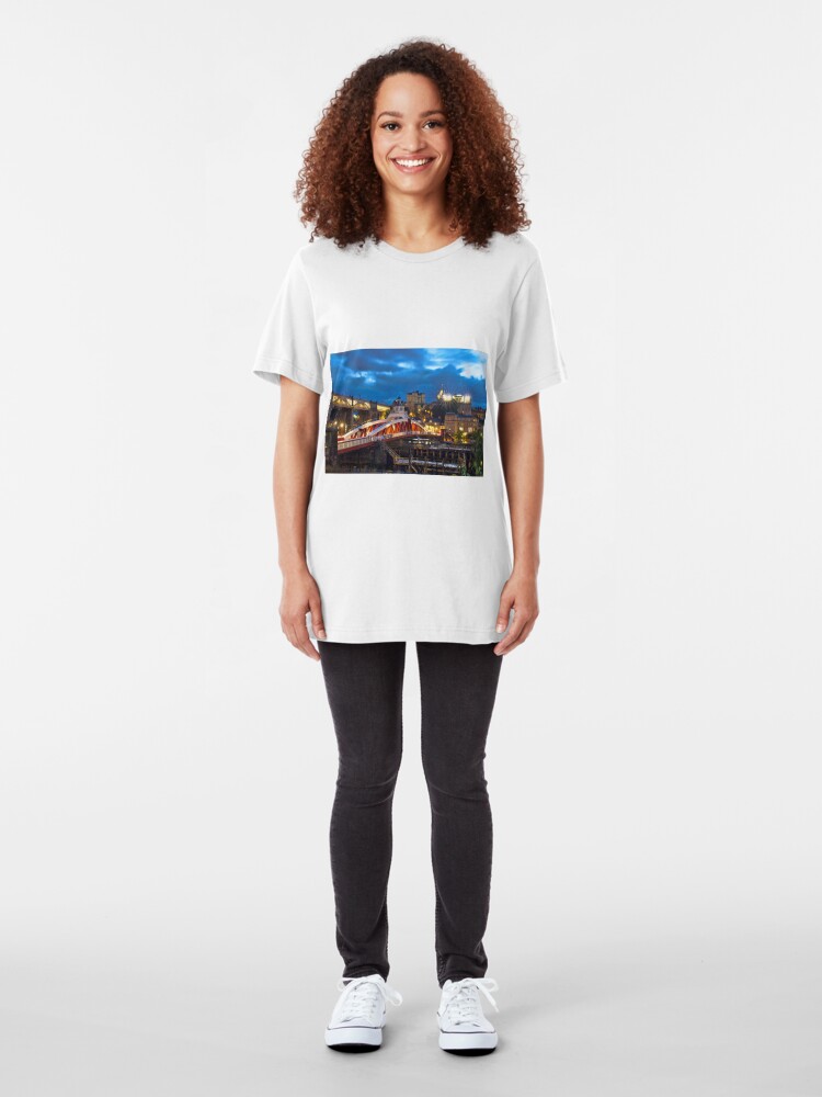 Alternate view of Swing Bridge and Castle Keep, Newcastle upon Tyne Slim Fit T-Shirt
