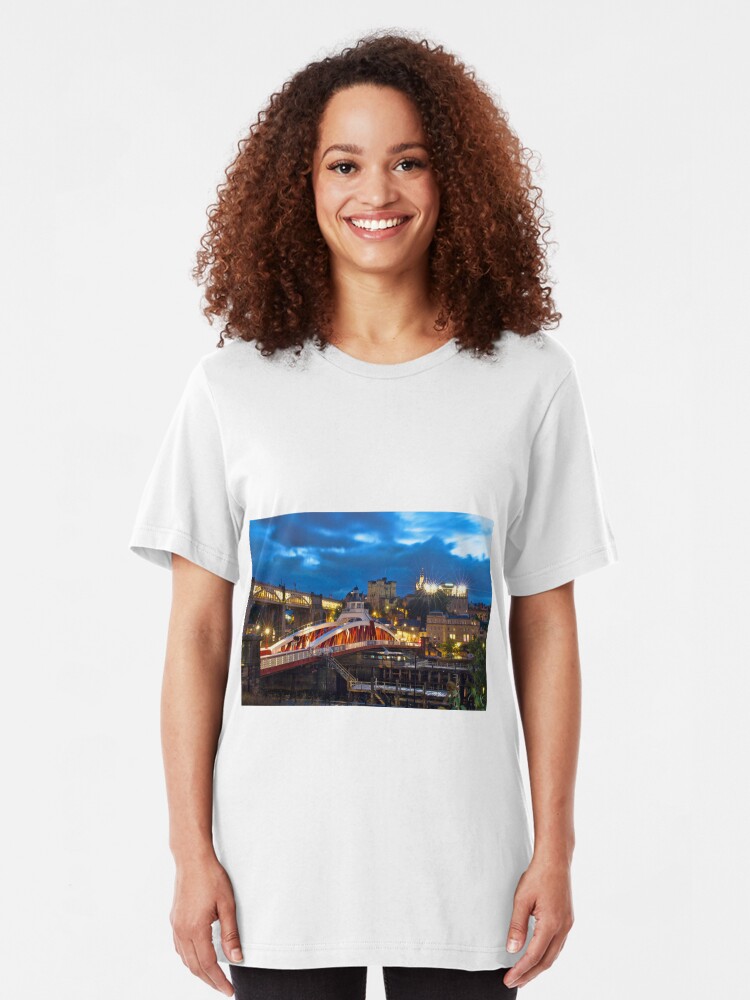 Alternate view of Swing Bridge and Castle Keep, Newcastle upon Tyne Slim Fit T-Shirt