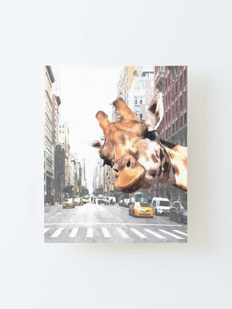 Alternate view of Selfie Giraffe in New York Mounted Print