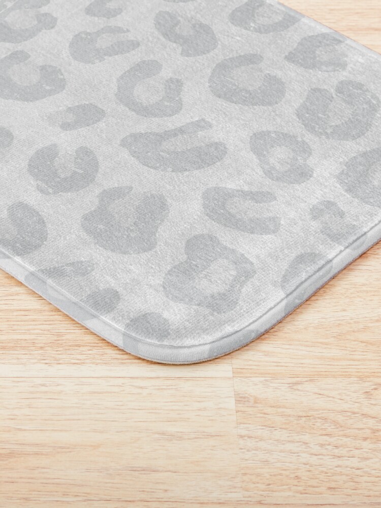 Alternate view of Leopard Print - Silver Gray and White Bath Mat