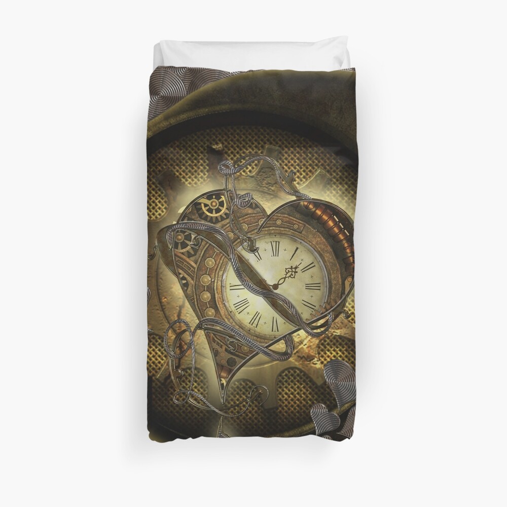 Wonderful elegant steampunk heart, beautiful clockwork Duvet Cover