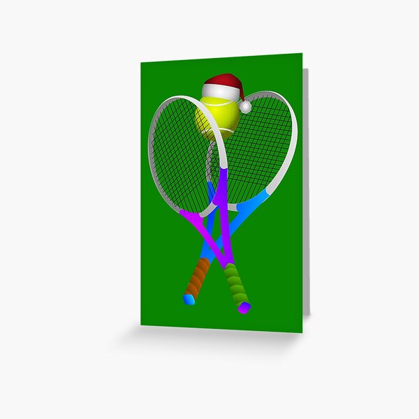 Christmas Tennis Rackets and Ball Greeting Card