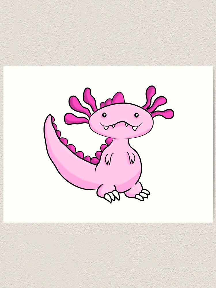 Cute Axolotl Axosaurus Rex Art Print By Johndartwork Redbubble