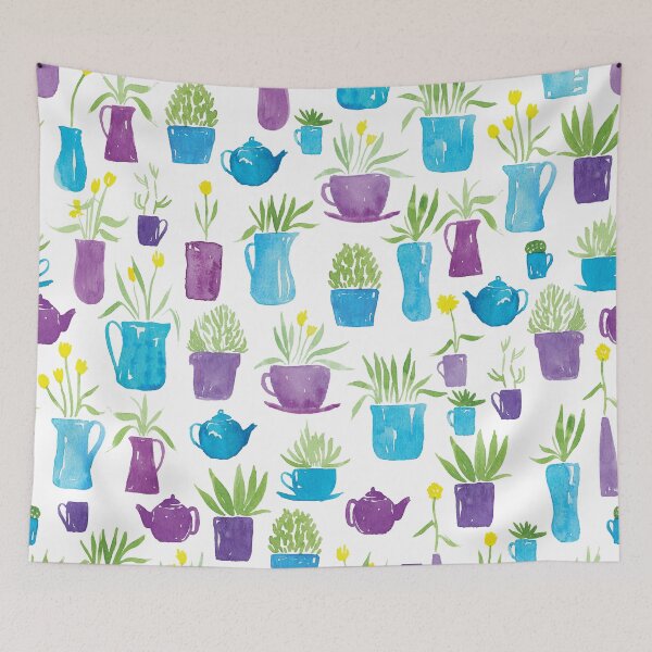Item preview, Plants in Pots | Original Purple & Blue Colours designed and sold by RebeccaFlaherty.