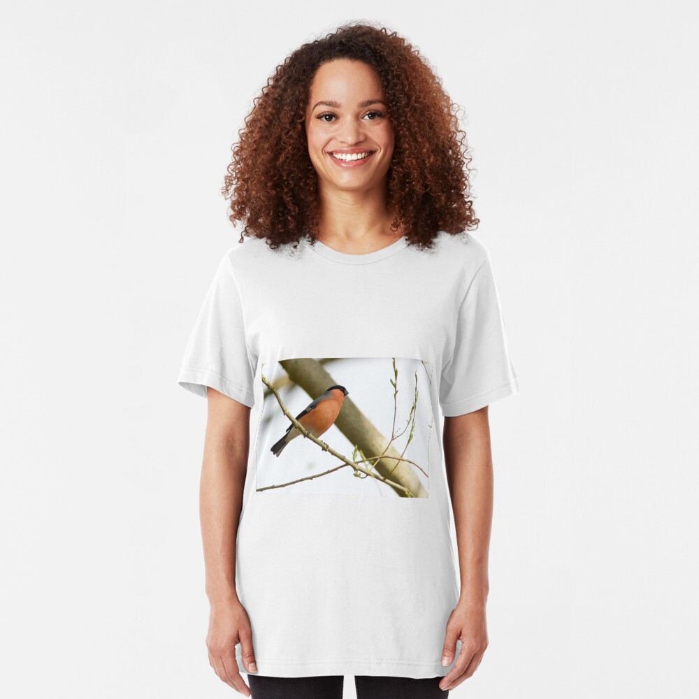 Bullfinch (Pyrrhula pyrrhula) Perched in Woodland Slim Fit T-Shirt