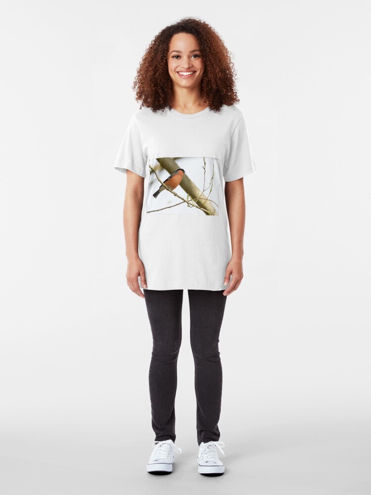 Alternate view of Bullfinch (Pyrrhula pyrrhula) Perched in Woodland Slim Fit T-Shirt