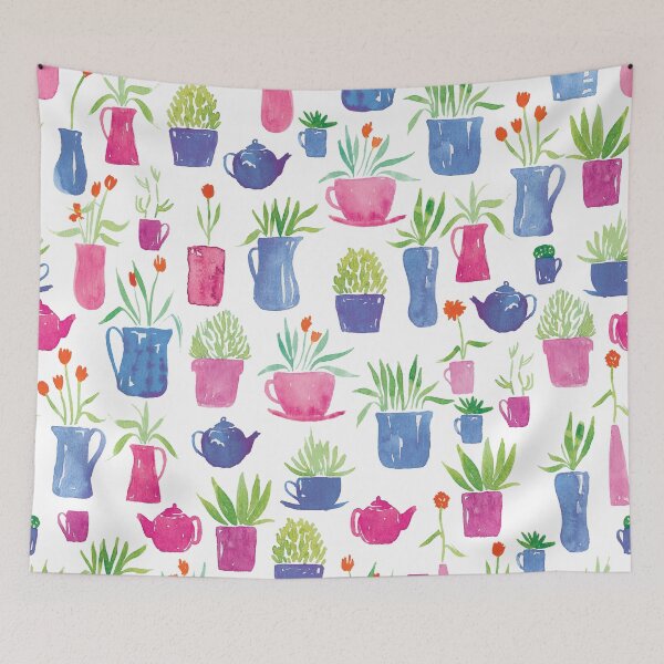 Item preview, Plants in Pots | Pink and Blue designed and sold by RebeccaFlaherty.