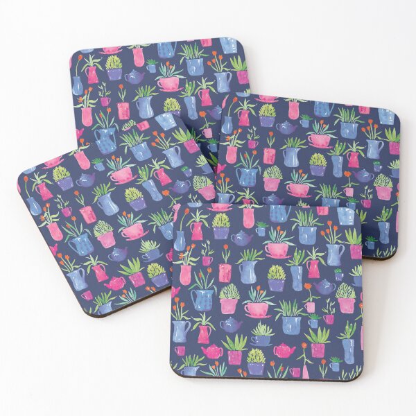 Item preview, Plants in Pots | Navy and Pink designed and sold by RebeccaFlaherty.