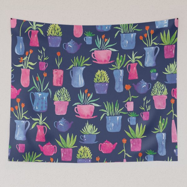 Item preview, Plants in Pots | Navy and Pink designed and sold by RebeccaFlaherty.