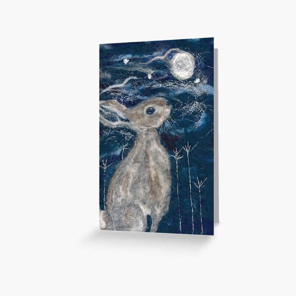 Moon Gazing Hare Greeting Card