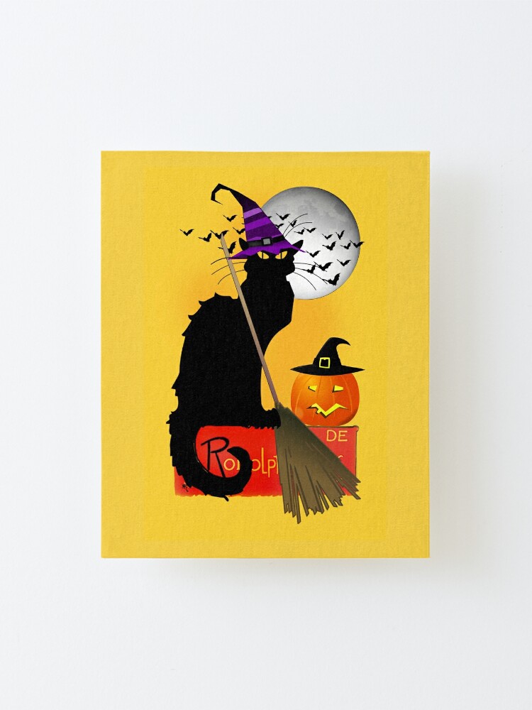 Halloween Le Chat Noir Witch Mounted Print By Gravityx9 Redbubble