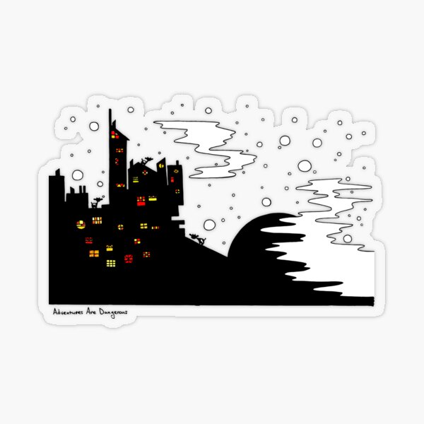 Item preview, Snowy Cows in Snowy City at Sunset designed and sold by Adventures Are Dangerous.