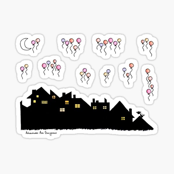 Cityscape and Balloons Sticker Pack Glossy Sticker
