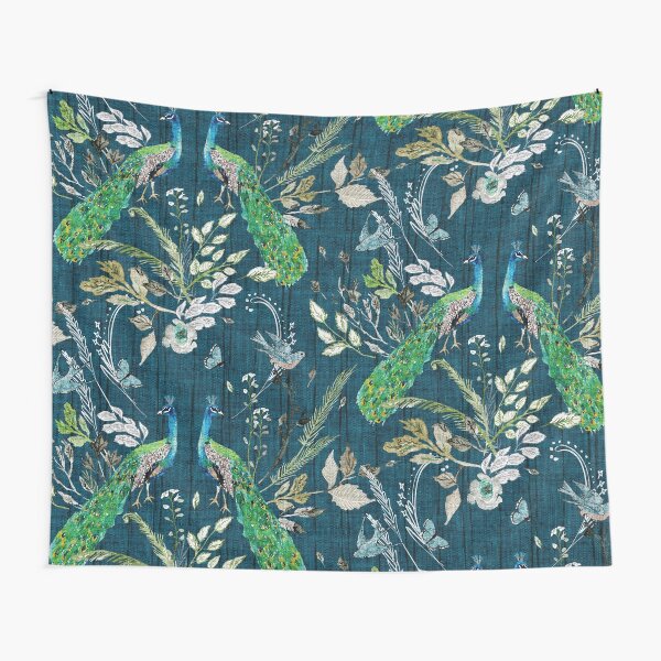 Peacock Chinoiserie (teal) Tapestry