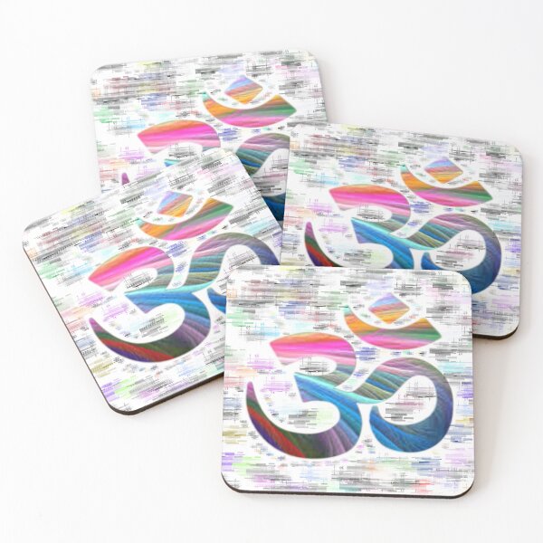 Item preview, Rainbow Om with rainbow glitch brush strokes designed and sold by puravidavisions.