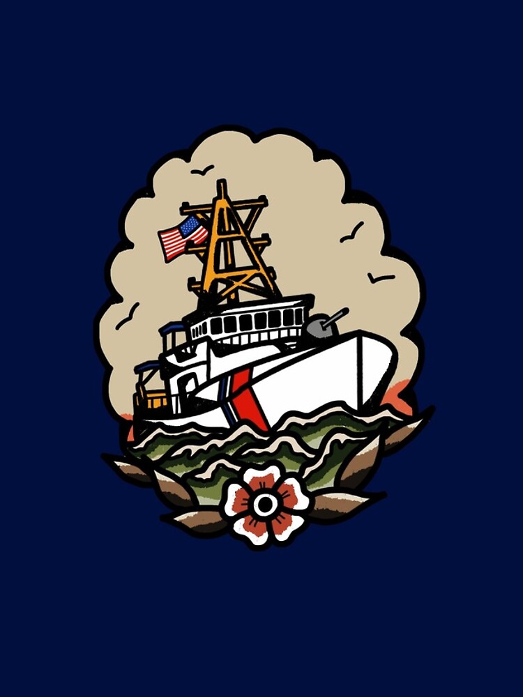 Underway Coast Guard Fast Response Cutter Traditional Tattoo Flash by AlwaysReadyCltv