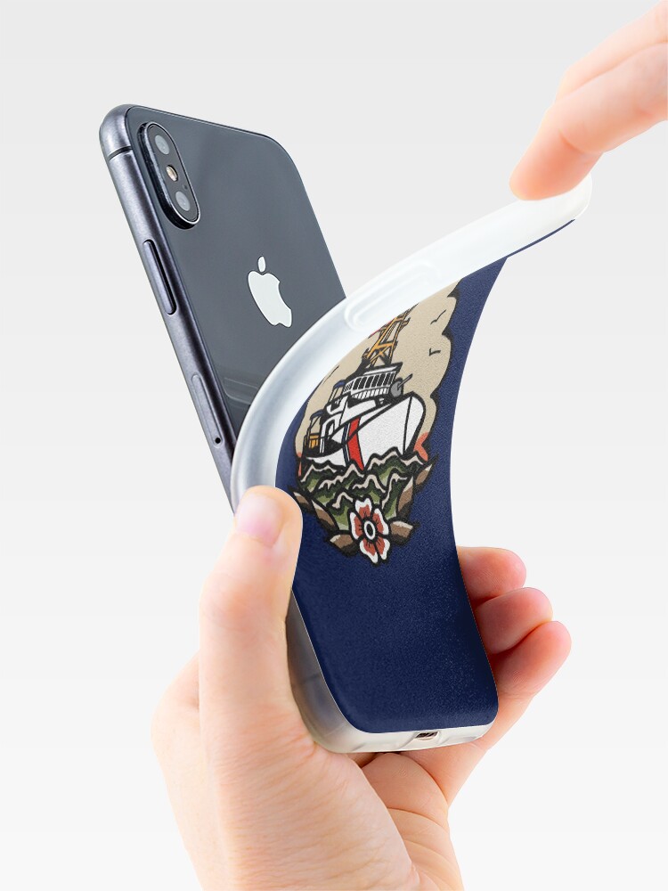 Alternate view of Underway Coast Guard Fast Response Cutter Traditional Tattoo Flash iPhone Case & Cover